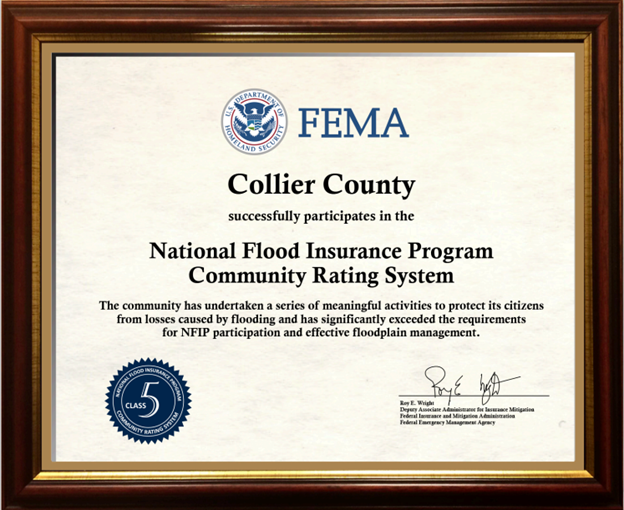 Collier County Community Rating System Class 5 Plaque
